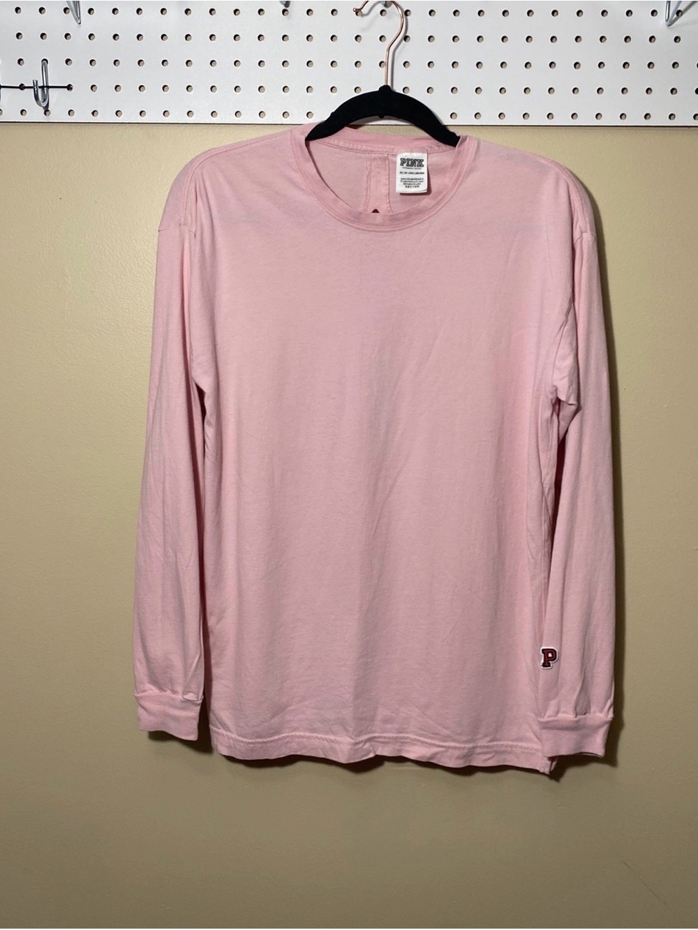 Pink Long-Sleeve Open Back Crewneck Shirt